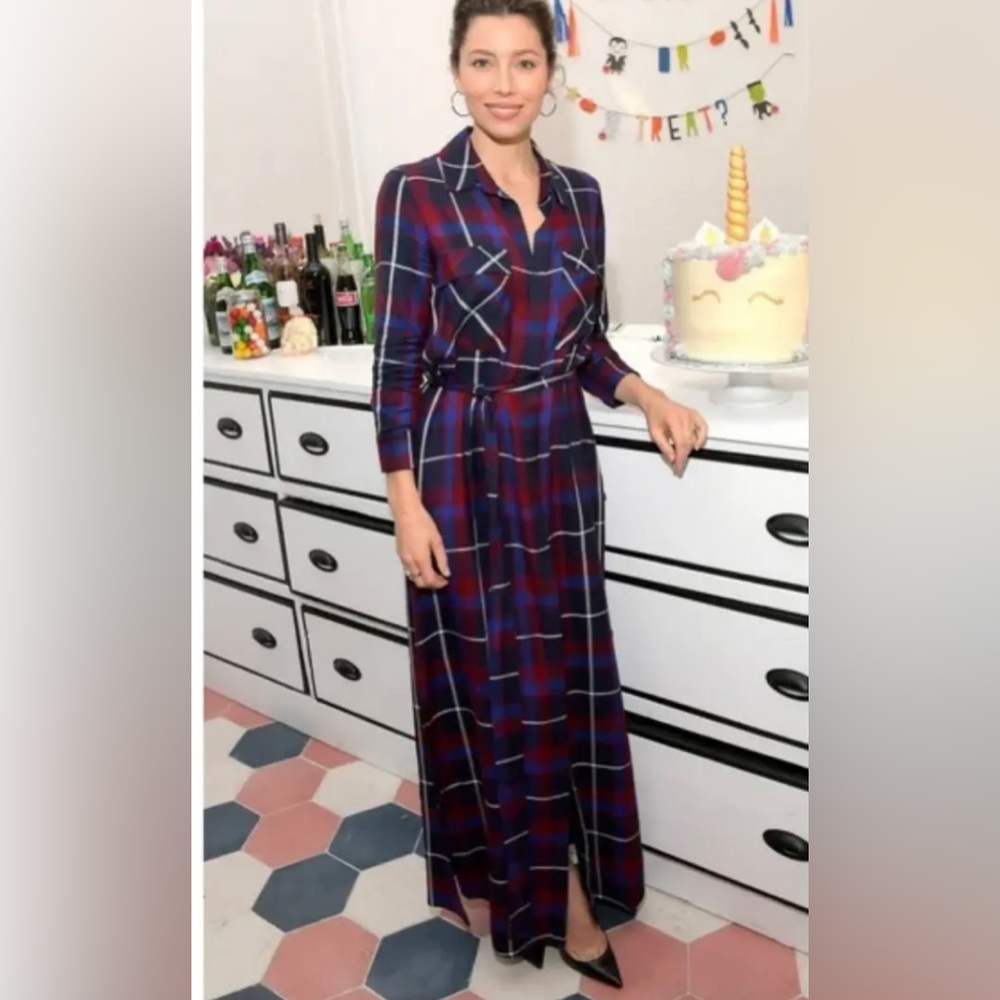 L’Agence Cameron Navy Plaid Shirt Dress - Like New